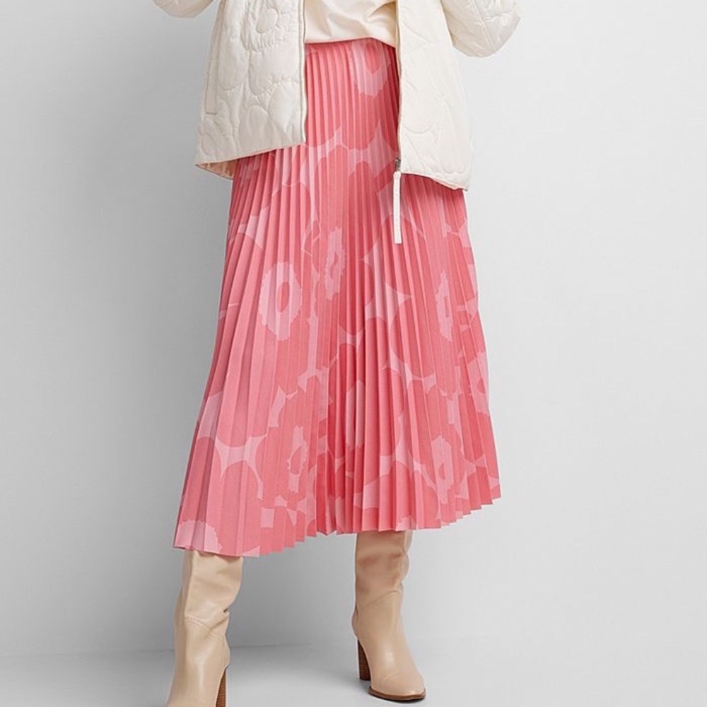 Marimekko Myy Unikko Plissée Midi Pleated Skirt in Pink